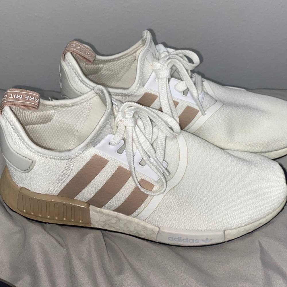 NMD adidas size 11 rose gold and white shoes, negotiable
